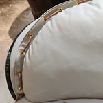 Curved Luxury Sofa Set with Fan Quilted Craftsmanship, High-Gloss Natural Burl Wood Veneer & Gold Stainless Steel Detailing